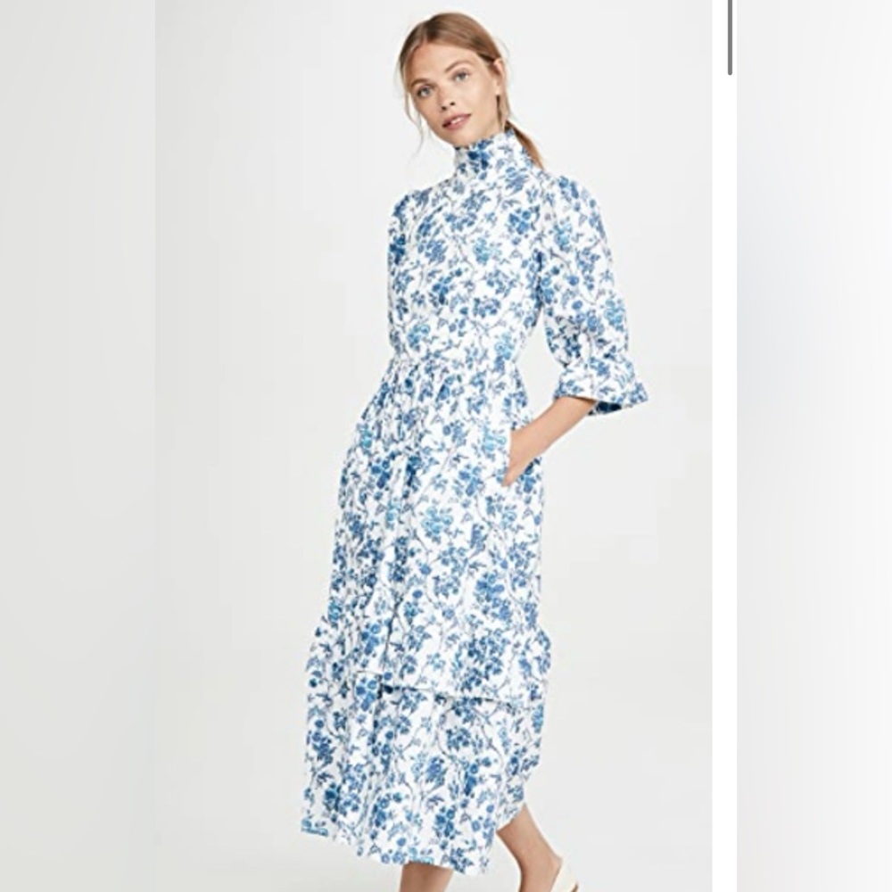 Meadows Clematis Blue Floral Dress, Size US4 / UK8